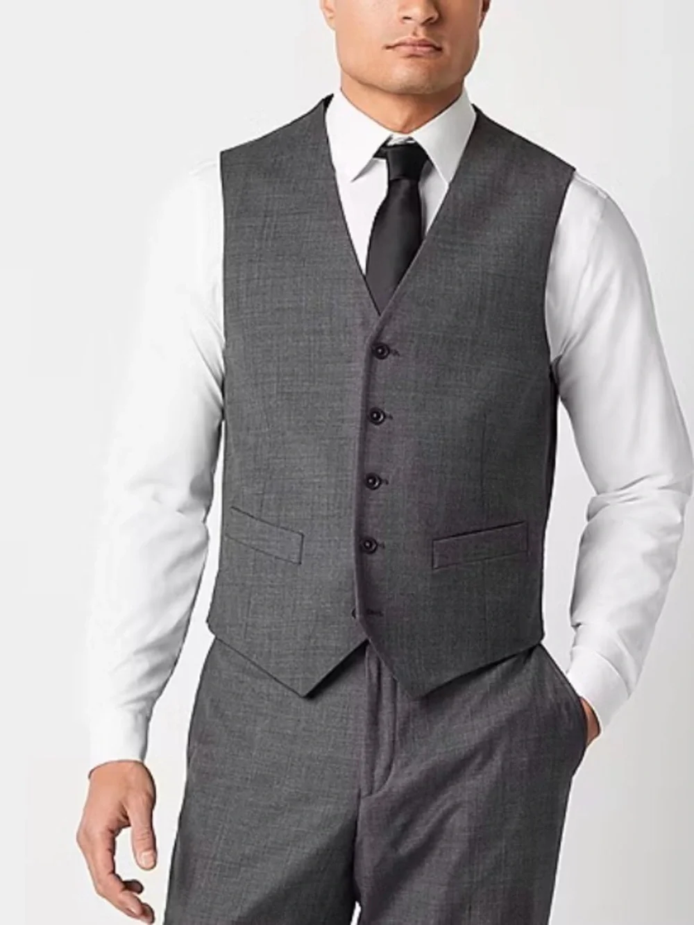 Michael Strahan Size Small Grey Sharkskin Stretch Fabric Modern Fit Suit Vest